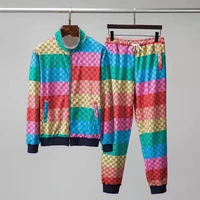 beautiful color matching fashion mens sets new men zipper jacket jogging trousers slim version suit leisure sports set 2022