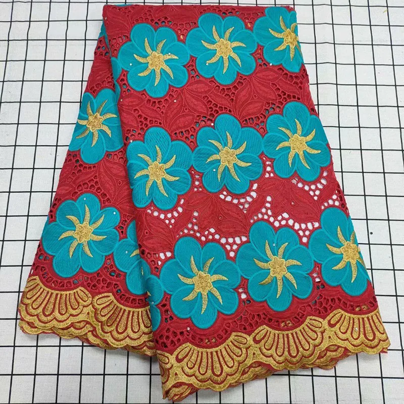 

Dress Fabric Swiss Voile Lace TYS23 Hollowed out African Cord Lace high quality wonderful flowers with stones 100% Cotton fabric