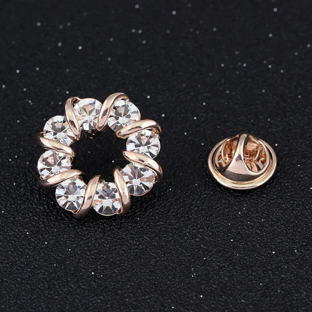 

Trendy Charming Jewelry Crystal Rhinestones Inlaid Brooch Pin Women Suit Shirt Collar Brooch Pin