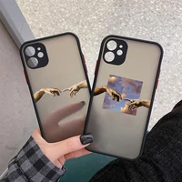 funny hand creation of adam cell phone case for iphone 11 12 pro max 6s 7 8 plus se 2020 x xs xr xs max art fresco michelangelo