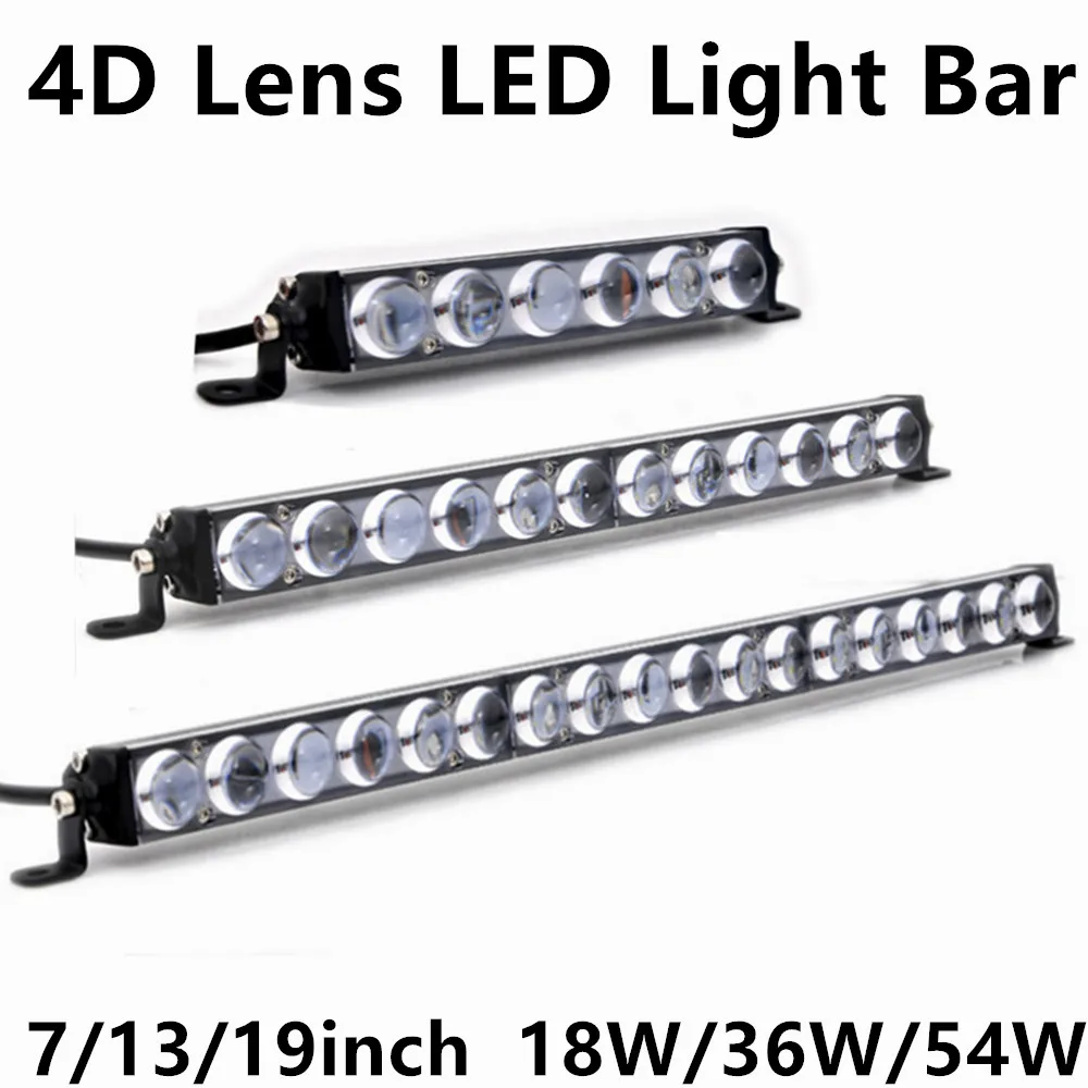7/13/19inch 18W 36W 54W LED Bar CREE Super Bright LED Light Bar 4D Lens LED Work Light Spotlight for 4x4 Off Road Truck ATV SUV