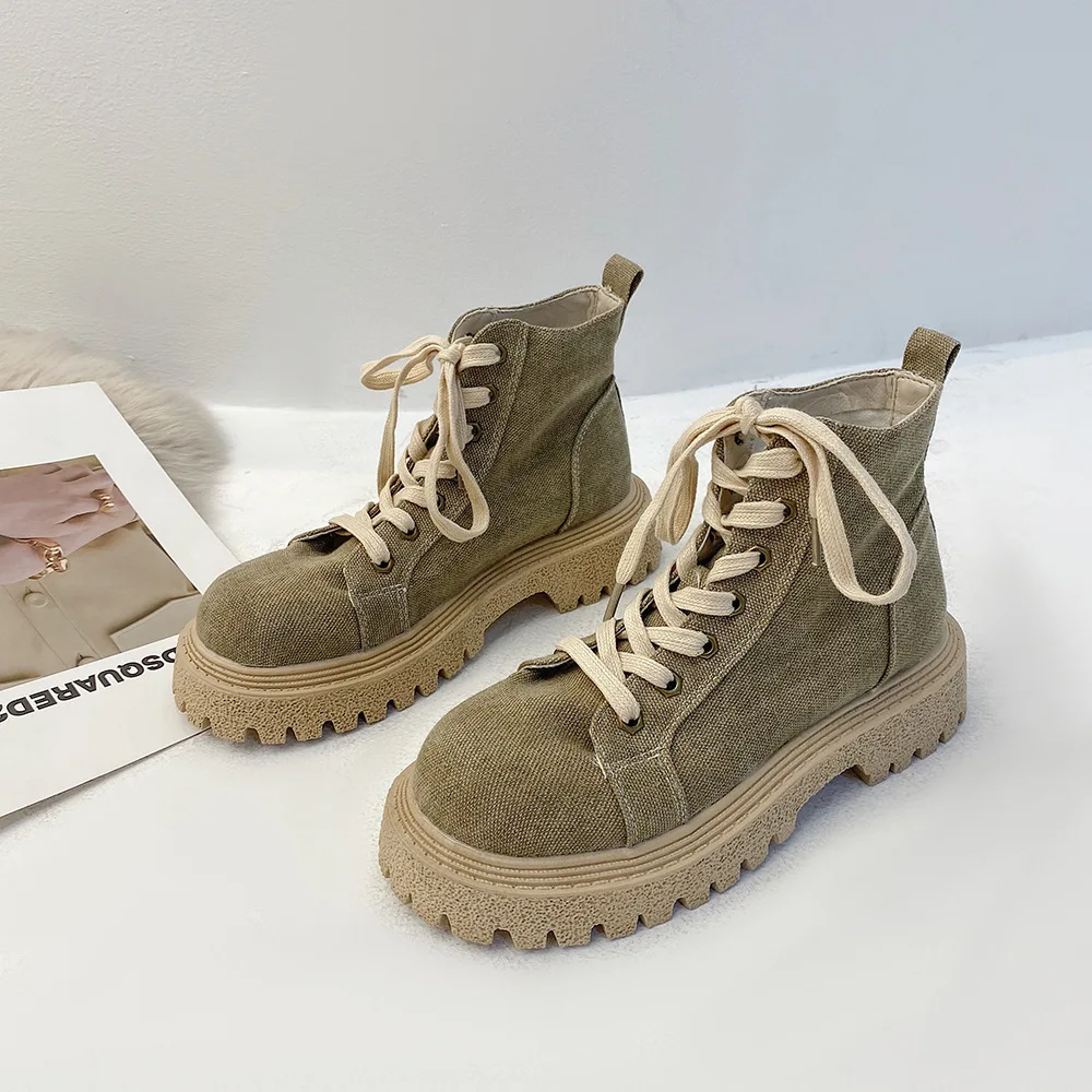 

Women's Boots Martin Platform Ankle Boots Women's Combat Boots Outdoor Motorcycle Shoes Female's Thick Bottom Round Toe Booties