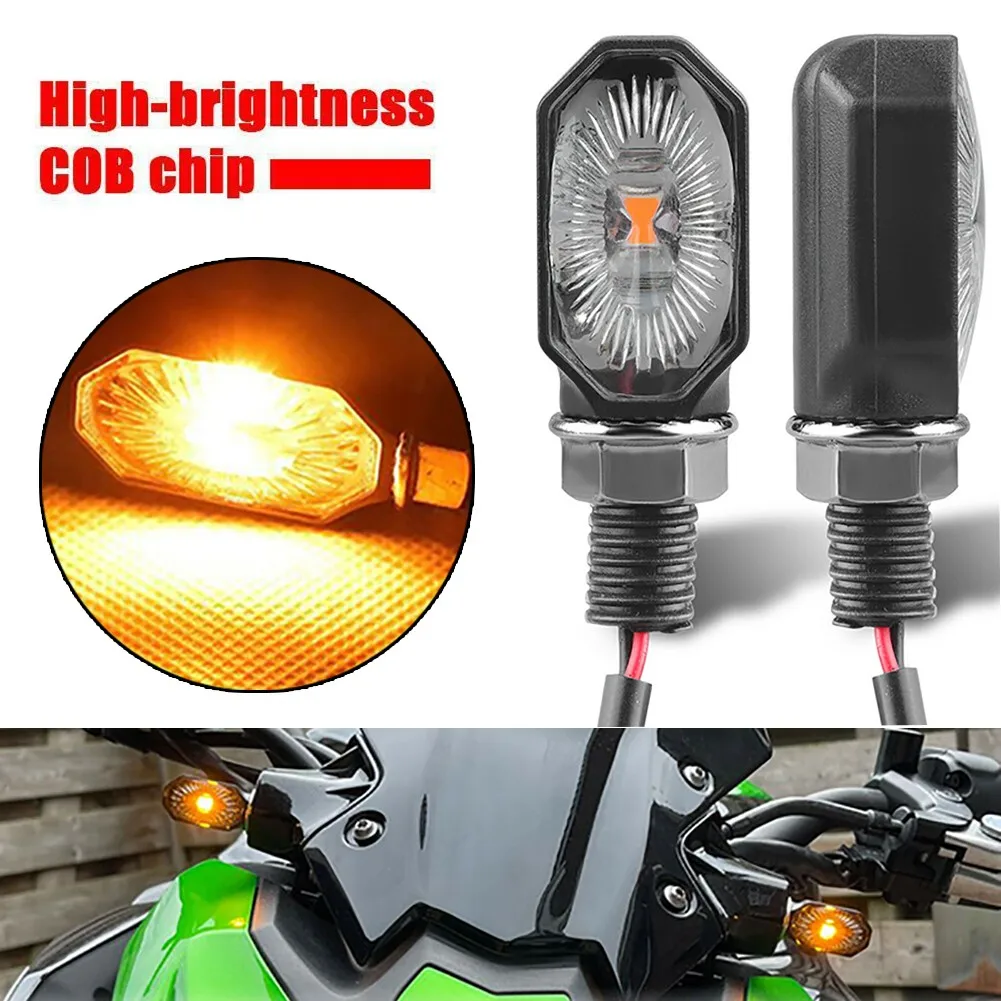 

2PCS Mini Motorcycle LED Turn Signal Light Indicator Blinker Lamp Amber Housing Black 12V Signal Lights For Most Dirt Bike