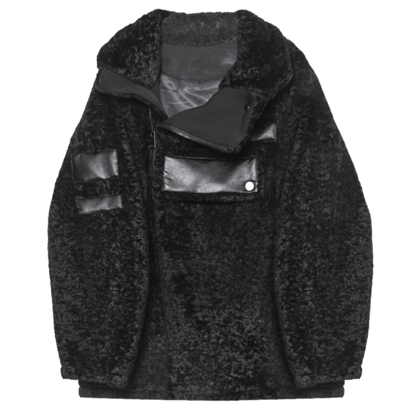

Fit Pu Loose Leather Thick Warm Big Size Jacket New Stand Collar Long Sleeve Women Coat Fashion Autumn Winter 2021 1DD3603