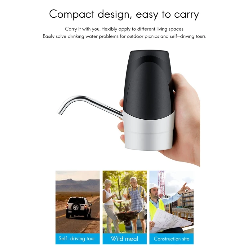 

Portable Water Bottle Pump, 5 Gallon Universal Bottle Electric Water Dispenser with Switch and USB Charging