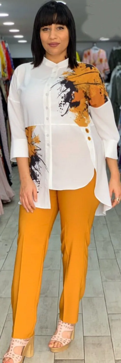 Женский офисный костюм из 2 предметов облегающие однотонные брюки и топ с рукавом