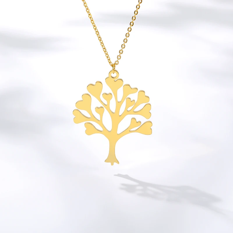 Кулон Древо жизни ожерелье из нержавеющей стали золотистого цвета романтичное в