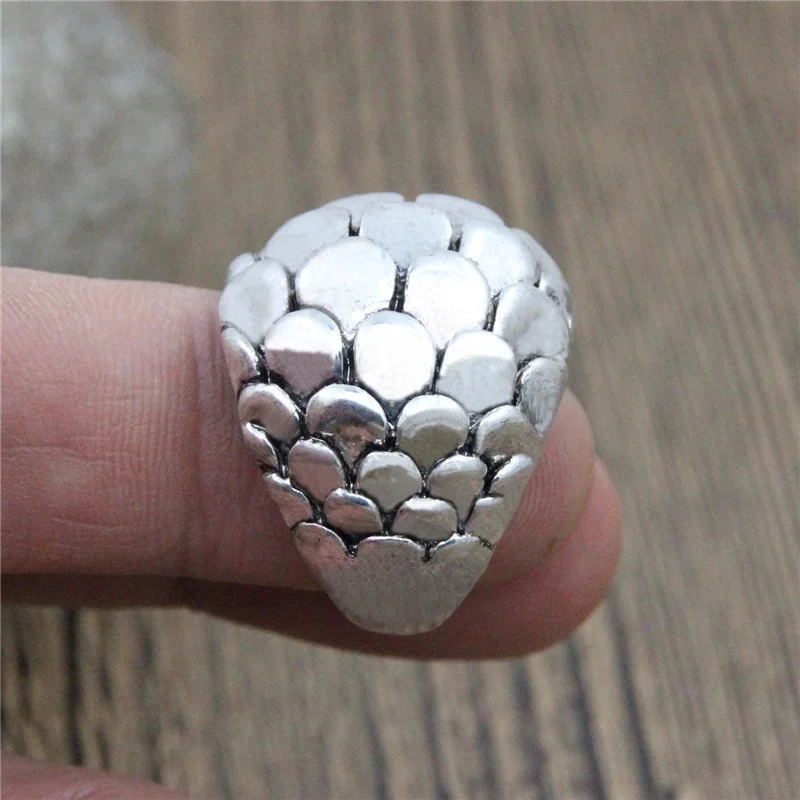 Винтаж чешуя кольца тяжелых личности Дизайн Античная Посеребренная Модные