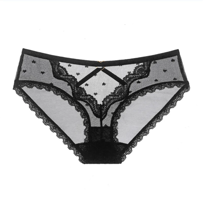 

Fashion Back Bandage Design Satin Sexy Lace Panties Women Heart Seamless Underwear Soft Low wasit Crotch Cotton Breifs