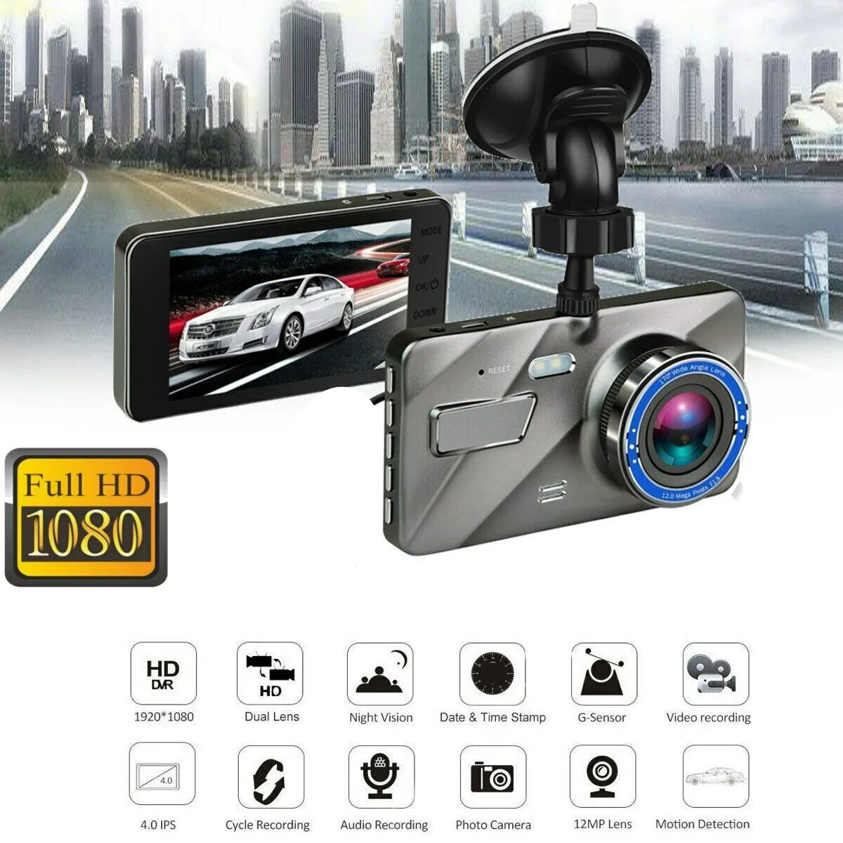 1080P Full HD 3 6 &quotАвтомобильный видеорегистратор с двумя камерами заднего вида