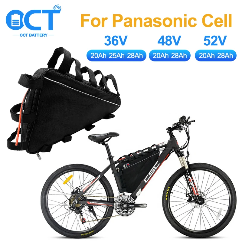 

Аккумулятор Panasonic 18650 Cell, Новое поступление, батарея для электровелосипеда 48 в 52 в 28000 мАч, треугольные батареи большой емкости 1500 Вт, супермо...