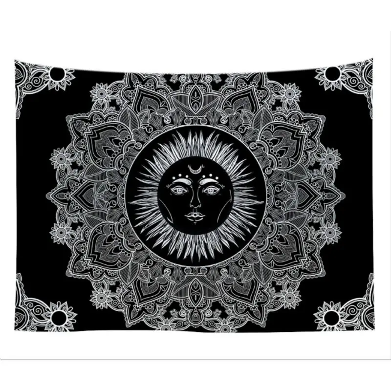 Солнце и луна лицо индийская Мандала тотемный гобелен Богемный Хиппи Настенное
