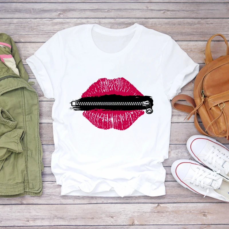 

Women Wave Love Leopard Valentine 90s Fashion Short Sleeve Print Lady T-shirts Top Womens Graphic T Shirt Female Tee T-Shirt