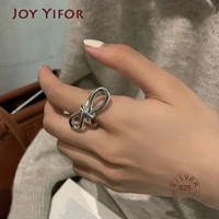 925 sterling silver rings exaggerated jewelry new fashion creative woven bow chain vintage punk party accessories gifts