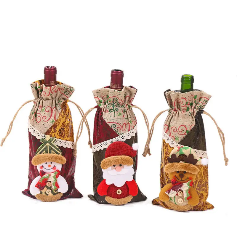 Рождественский Декор кофейная винная бутылка Санта Клаус снеговик декоративный