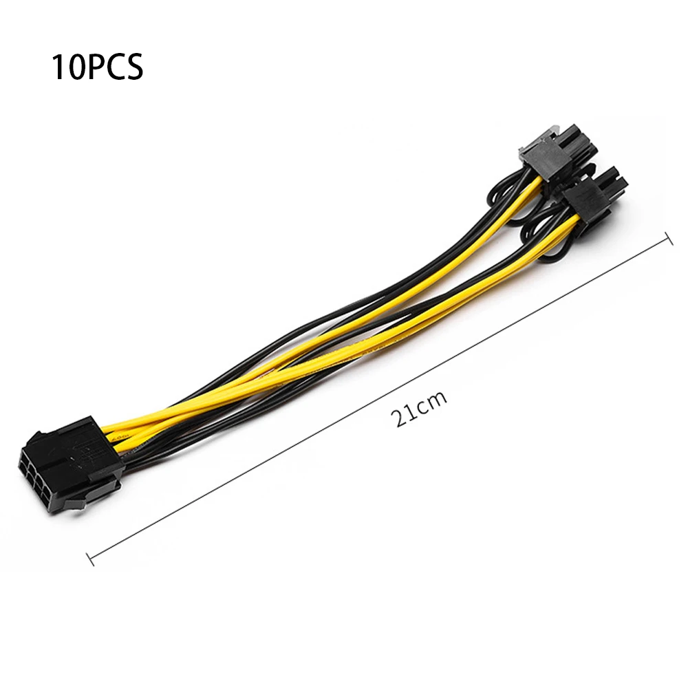 

10pcs 8 pin PCI Express to Dual PCIE 8 (6+2) pin Power Cable 20cm Motherboard Graphics Card PCI-E GPU Power Data Cable Splitter