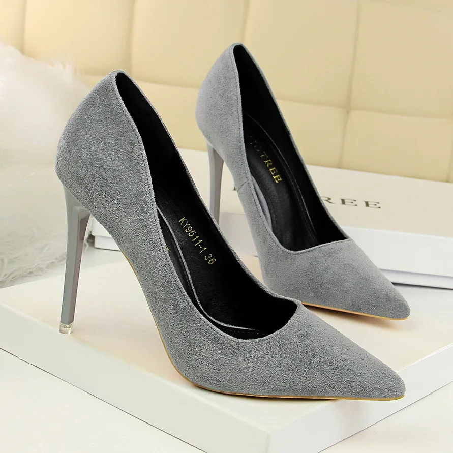

Fashion Women Shoes High-heeled Shallow Mouth Pointed Suede Was Thin Sexy Nightclub Women Single Shoes Wedding Shoes High Heels