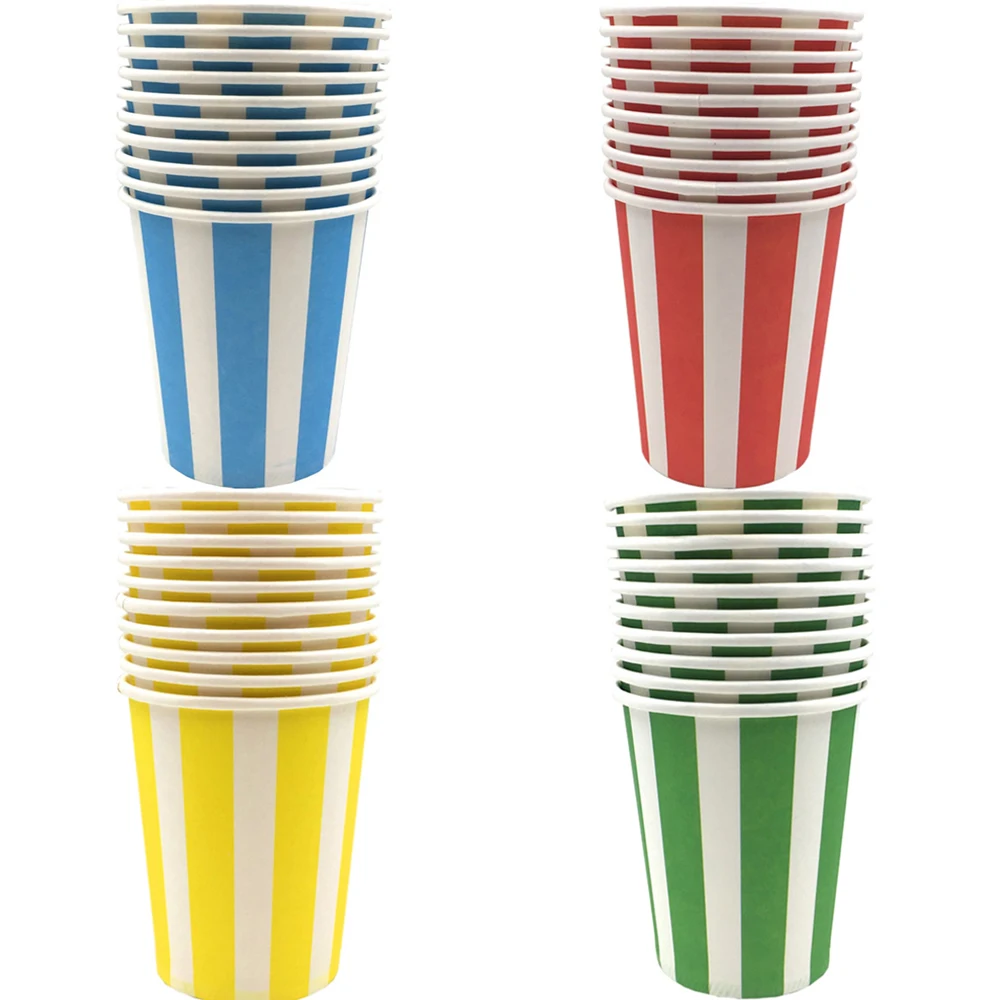 10 шт. бумажные стаканы в полоску красная полосатая чашка одноразовая посуда для