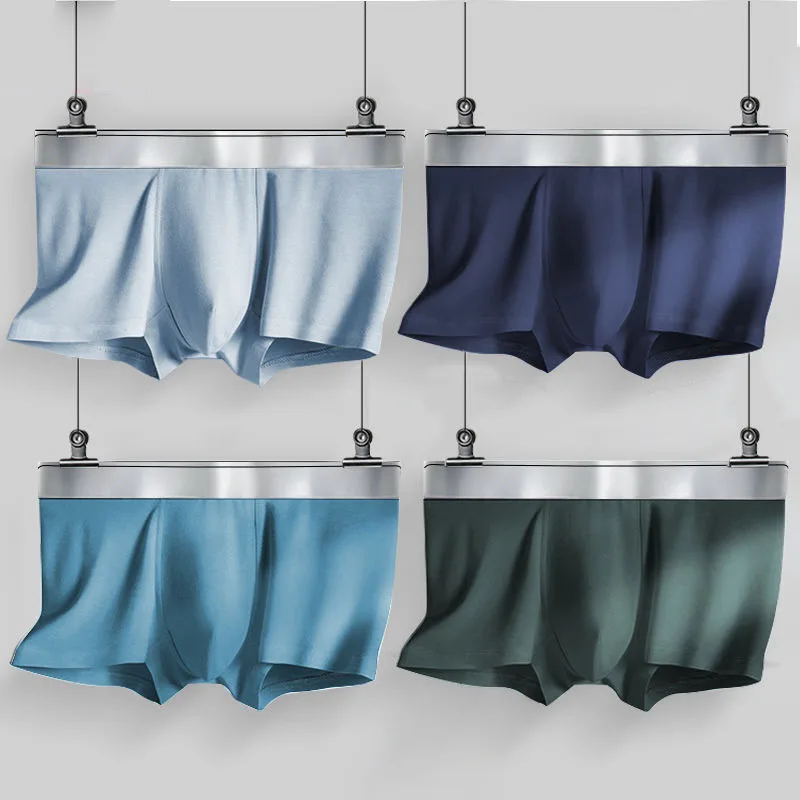 Men Underwear Ice Silk Boxers Panties Comfortable Mens Underpants Sexy Solid Brand BoxerShorts Men Modal Simple Plus Size Boxer