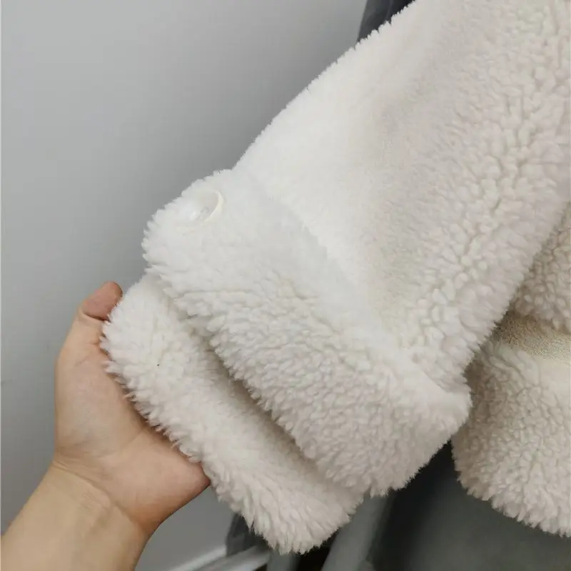 Women 2022 Autumn Winter Real Lamb Fur Coat Female Warm Natural Sheep Shearing Wool Jacket Ladies Single Breasted Outewear