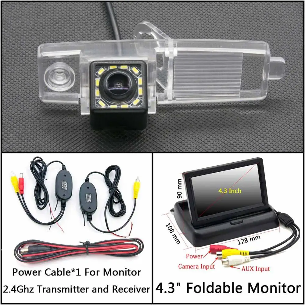 C Wireless 4.3inch F 12 Светодиодный свет заднего хода автомобиля зеркало заднего вида Камера для Toyota Highlander 2003 2004 2005 2006 2007 2008 2009 2010 2011 2012 Стоянкы Автомобилей Автомобиля - Название цвета: C Wireless 4.3inch F