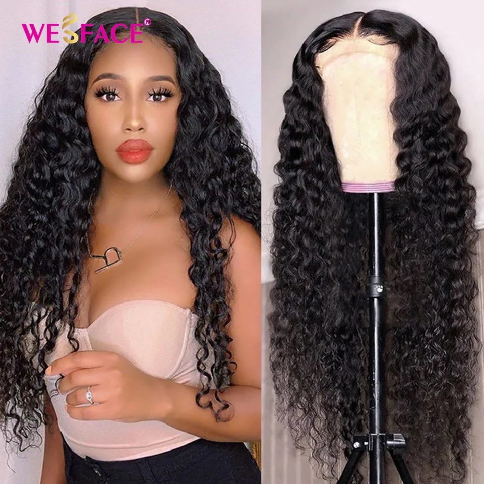 Deep Wave 13×4 Lace Front Wig Brazilian Human Hair Wigs For Black Women Natural Deep Curly 250% Human Hair Pre Plucked Baby Hair