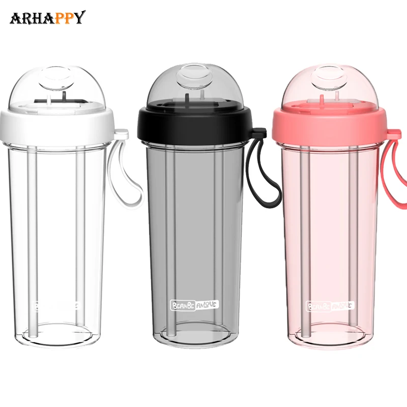 

Hot Water Drinking Bottle for Water Bottle with Straw Creative Fitness BPA Free Dual-use Water Bottles Flask for Girl