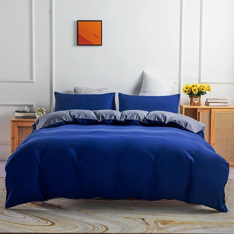

Simple and Fashion Bedding Sets Skin Friendly Fabric Duvet Cover Set Solid Color Single Double Queen King Size Quilt Cover Set