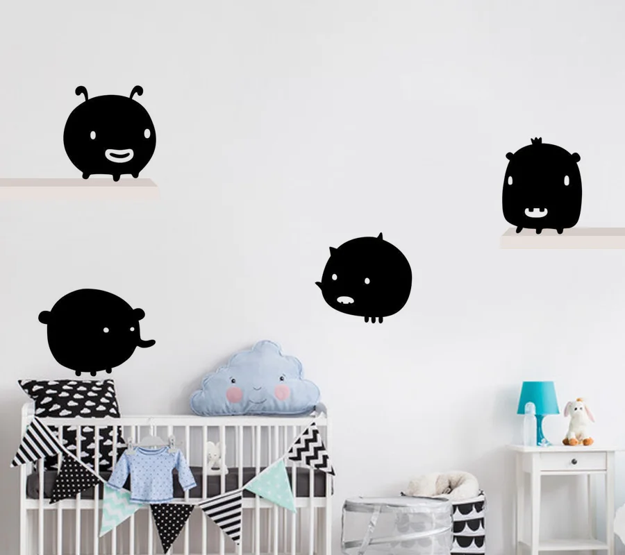 Забавные милые трехногие Монстры виниловые наклейки на стену животные можно