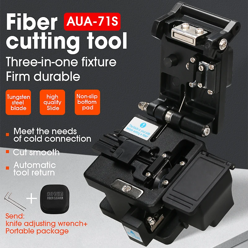 COMPTYCO AUA-71S High Precision Fiber Cleaver FTTT Fiber Cable Cutting Tools Fiber Cutter 16 Surface Blade With Waste Fiber Box