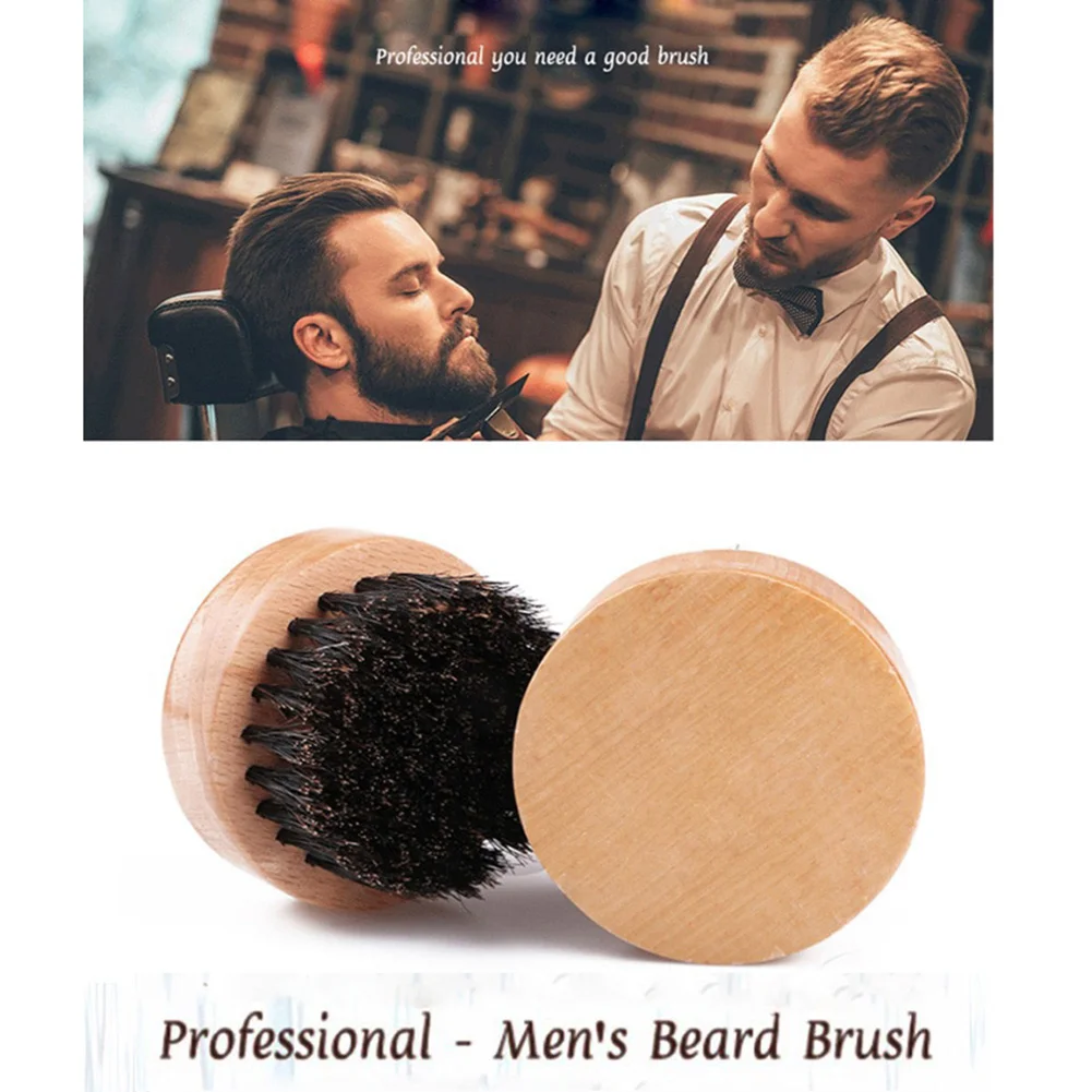 

Men Beard Brush Beech Wooden Boar Bristle Shaving Brush For Travel Barber Round Handle Beauty Care