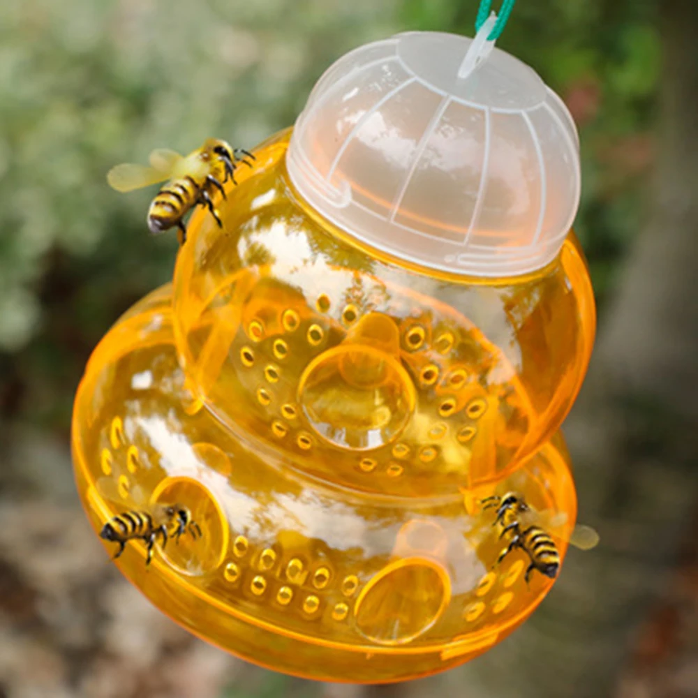 

1PC Gourd Shape Bee Trap Wasp Trap Fly Flies Insect Bug Honey Pots Hanging Honey Pot Trap Catcher