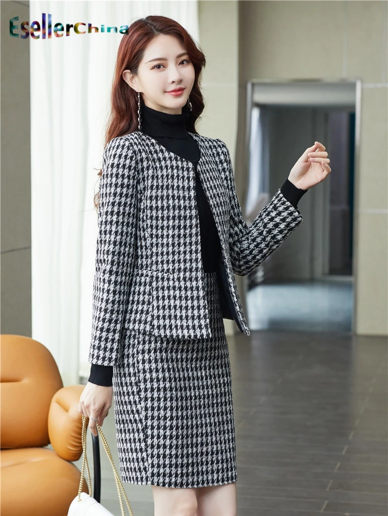 Женские деловые костюмы из высококачественной ткани с юбкой и курткой пальто