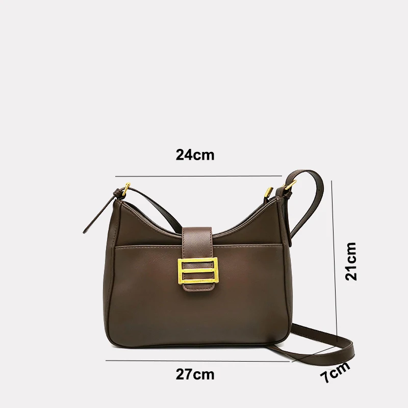 

LUKSUS Brown Baguette Shoulder Bags for Women 2020 Vintage Style Leather Crossbody Bags Handbags sac de luxe femme