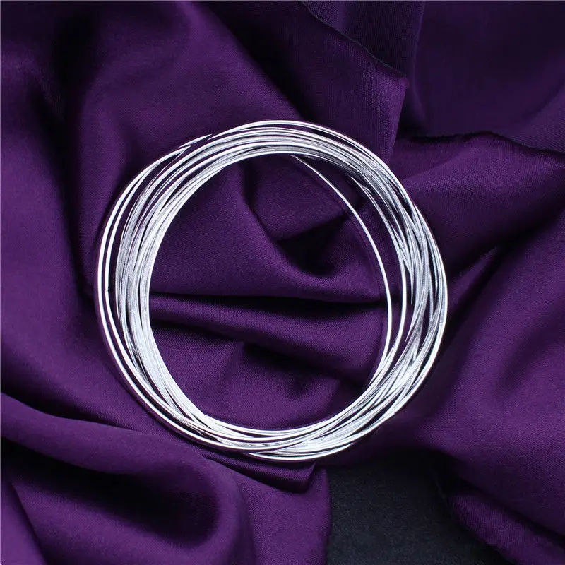 Модные гладкие модные браслеты для женщин 10 шт. серебристого цвета лидер продаж |