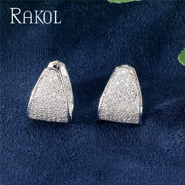 White7 RAKOL queen AAA циркония кристалл белый цвет маленькие милые серьги-кольца для женщин Роскошные свадебные украшения подарок на день рождения RE0599K - Окраска металла: White7