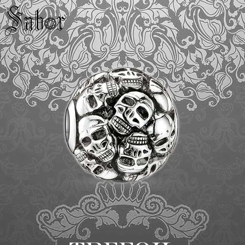 Аксессуары бусины черепа Шарм ювелирные изделия из тибетского серебра Панк