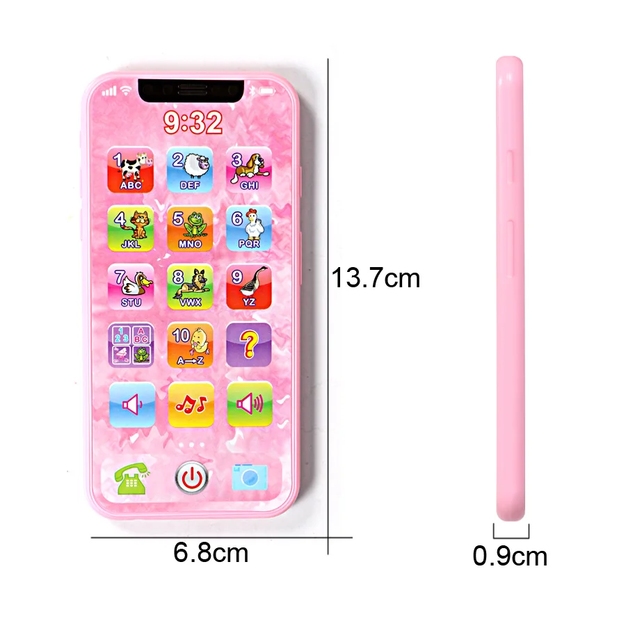 Children's Toy Musical Light-up Phone Baby Portable Telephone in Russian Chirstmas Gift Math Dummy Educational Mobile Smartphone