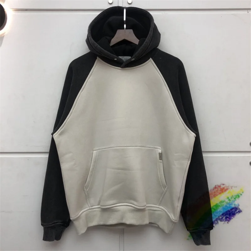 

Patchwork Represent Hoodie Men Women Black Grey Splicing Represent Blank Sweatshirts Oversize Pullovers
