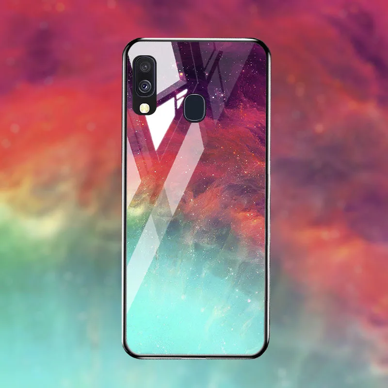 Цветной стеклянный чехол для samsung A20 A30 A40 A50 A60 A70 из закаленного стекла galaxy M10 M20 M30