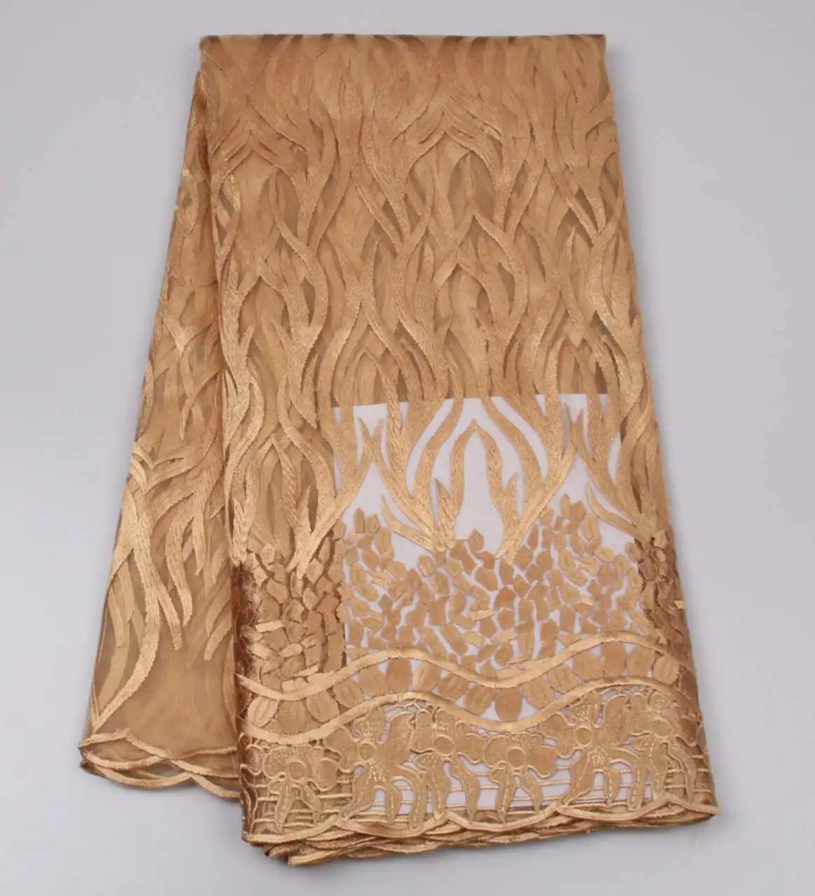 

New French Gold line High quality African tulle mesh lace fabric for wedding dress,Nigerian net lace 5y/lot ALC-C848