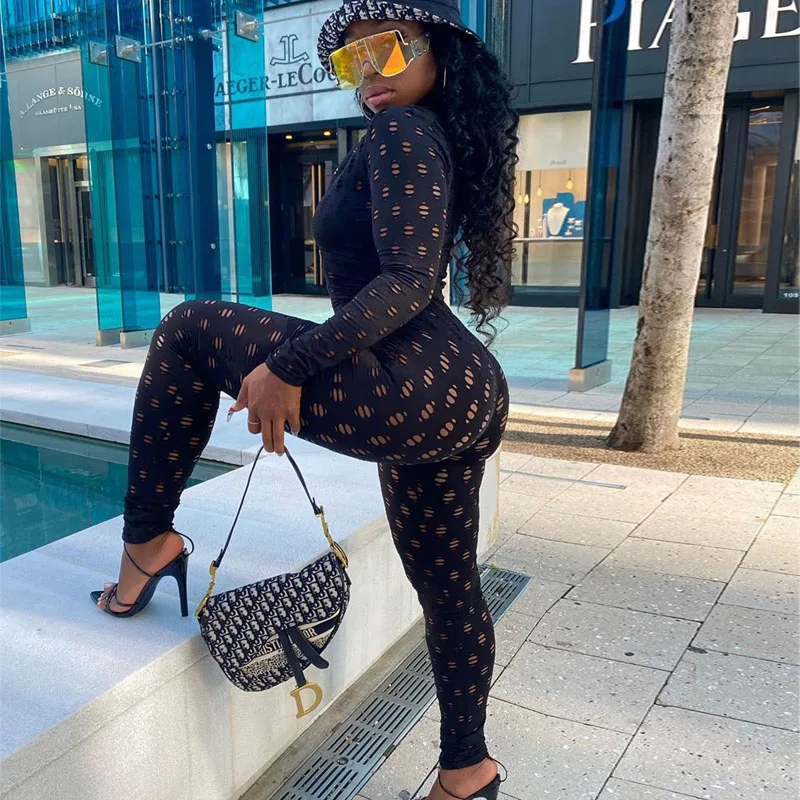 Элегантный сексуальный комбинезон на молнии спереди женский с длинным рукавом