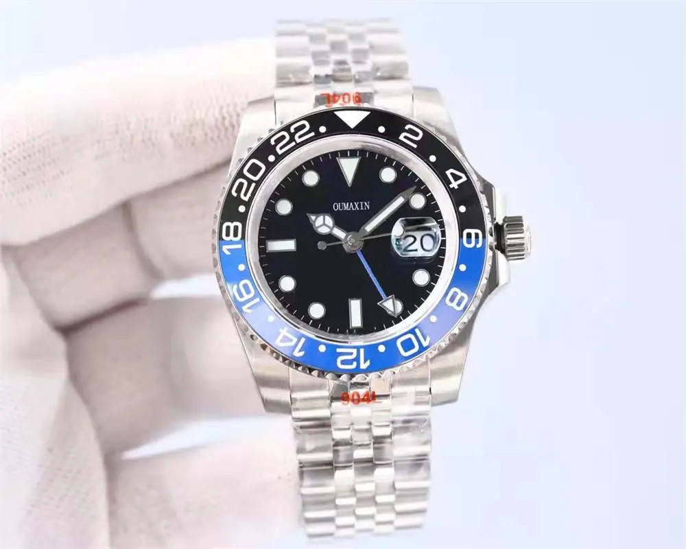 

40mm Men Automatic Watch Sapphire Glass Black Dial Ultra Luminous 316 Stainless Steel Date Waterproof Mechanical Watch 116710 AA