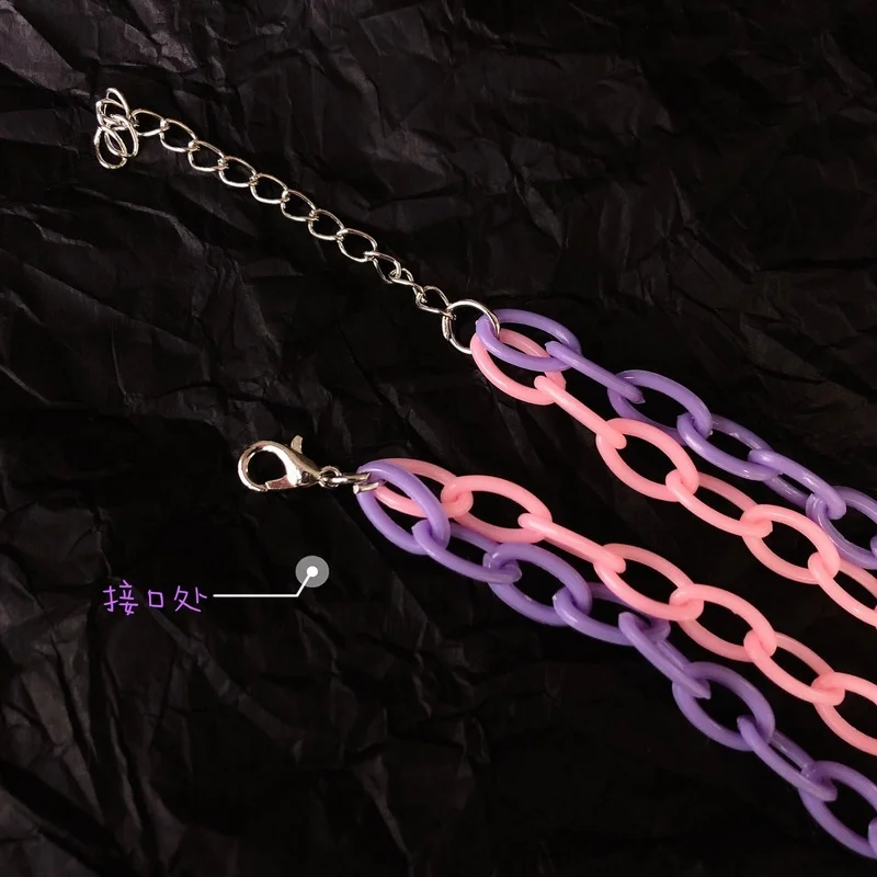 

Pendant Necklace Set for Women's Neck Chain With Gift Silver Color Cloud Cute Funny Kpop Pink and purple Female Handmade Jewelry