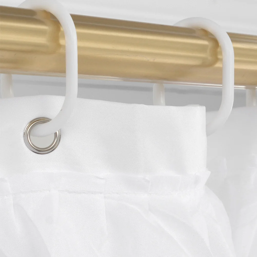 

Supplies Solid Shower Curtain Bath Decor Home Bathroom White With Hooks