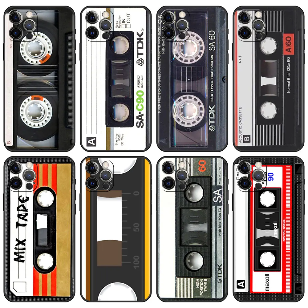 

Old Cassette Audio Fitted Case for iPhone 13 6.1 inches 11 7 12 Pro XR X XS Max 6 6S 8 Plus 5 5S SE Tpu Soft Phone Capa
