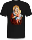 Католическая футболка Мэри, благословенная мать, Черная Мужская Дизайнерская летняя хлопковая Футболка с круглым вырезом, футболки