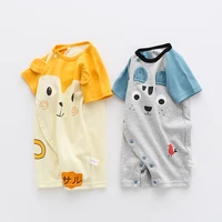 summer new short sleeve childrens jumpsuit pure cotton thin baby hatsuit cartoon shape partial open baby climbing suit