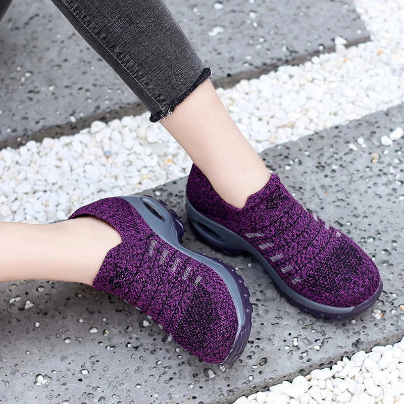 Женская спортивная обувь без шнуровки Ультра светильник Кроссовки на платформе