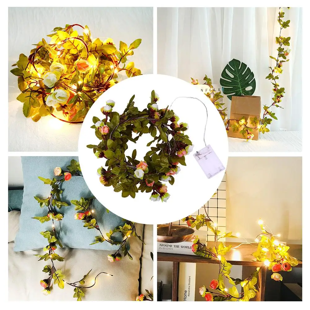 2 м 20 светодиодный гирлянда с цветами и листьями на батарейках медный для